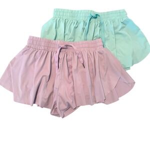 Liberty Pro Girls 2 Pack Athletic Shorts Skort Mint Lavender YXL 14-16 Activwear